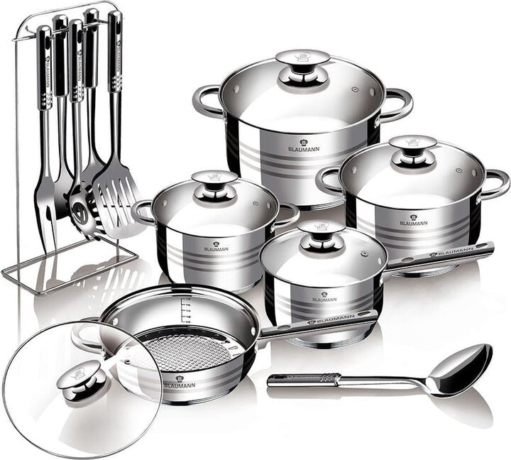 Berlinger Haus Blaumann 17-Piece Jumbo Stainless Steel Cookware Set Blauman  Collection - Grey - ShopStyle