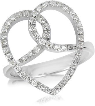 Forzieri Diamond Crossing Heart 18K White Gold Ring