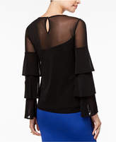 Thumbnail for your product : Thalia Sodi Mesh Embroidered Tiered-Sleeve Top, Created for Macy's