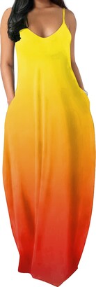 XIEERDUO Summer Dresses for Women Spaghetti Strap Dress Maxi Dress