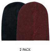 Thumbnail for your product : ASOS Slouchy Beanie Hat 2 Pack SAVE 17% - Black burgundy