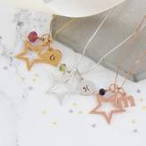 Thumbnail for your product : Bish Bosh Becca Personalised Open Star Necklace With Birthstones