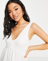 Thumbnail for your product : ASOS DESIGN button-through smock dress in white
