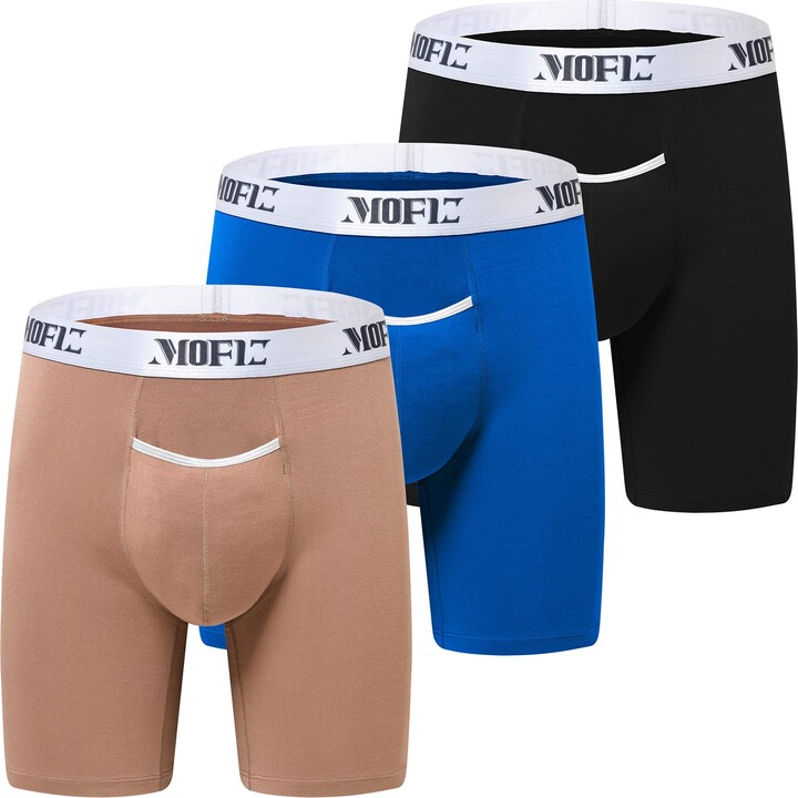 MoFiz Mens Bamboo Underwear Boxer Shorts Long Leg Boxer Briefs Soft