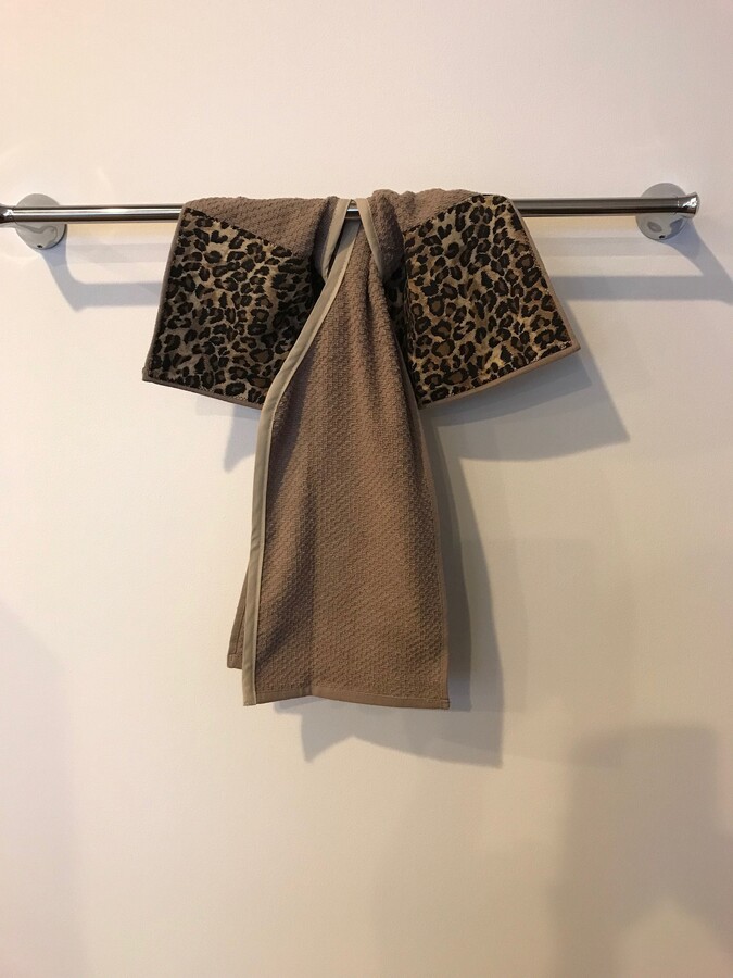 Dark Beige With Leopard Patch, Hanging Kitchen Tie Towel, Never Falls Off, 100% Cotton, Tm(4, Copyright 2019