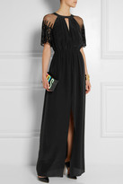Thumbnail for your product : ALICE by Temperley Everette tulle-paneled silk crepe de chine maxi dress