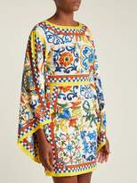Thumbnail for your product : Dolce & Gabbana Majolica Print Silk Blend Charmeuse Dress - Womens - White Print