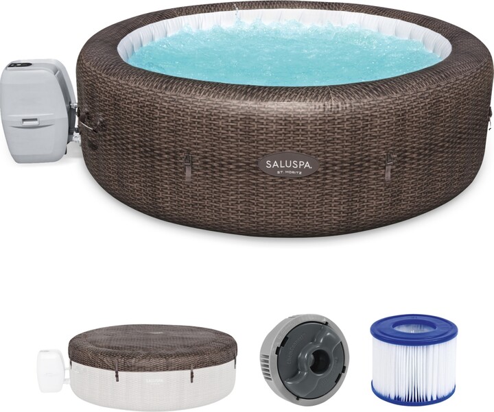 Bestway SaluSpa St Moritz AirJet Inflatable Hot Tub w/ 180 Soothing Jets, Brown