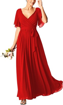 Plus Size Empire Waist V Back Bridesmaid Dress with Short Sleeves –  Curvepretty