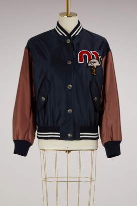Miu Miu Embroidered logo bomber jacket