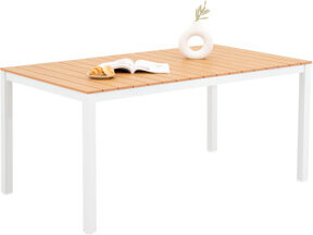 Outdoor Dining Table for 4-6 People Rectangle Patio Dining Table with Aluminum Frame, Gray