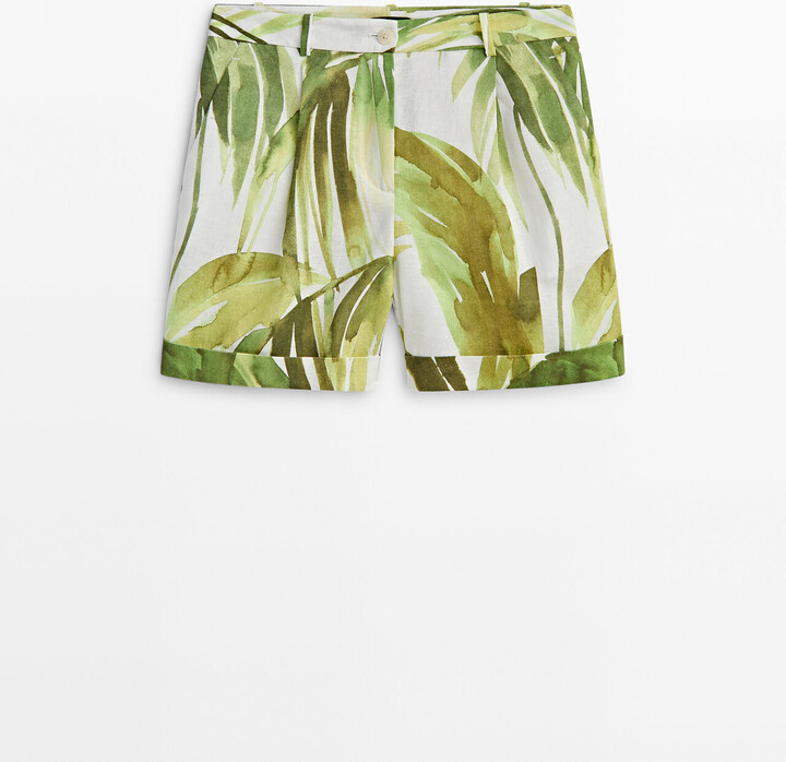 Massimo Dutti Palm Tree Print Darted Bermuda Shorts - ShopStyle