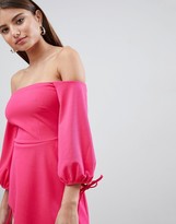 Thumbnail for your product : Asos Design ASOS Bardot Midi Dress With Tiered Wrap Skirt