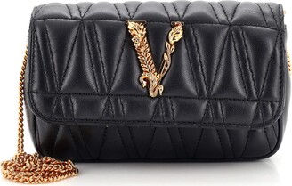 Versace Virtus Leather Shoulder Bag Black Pony-style calfskin ref.628320 -  Joli Closet