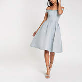 Thumbnail for your product : River Island Chi Chi London blue bardot neck prom dress