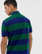 Thumbnail for your product : Polo Ralph Lauren custom regular fit block stripe pique polo in green/navy