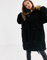 Thumbnail for your product : ASOS DESIGN DESIGN luxe parka with faux fur animal lining in black