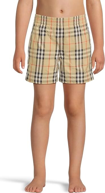 Burberry Children Atticus Check Swimshort (Big Kid) Boy's Swimwear Sand Check : 8 Years, Nylon