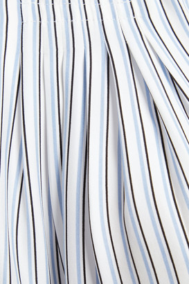 Frame Pleated Striped Silk-satin Blouse