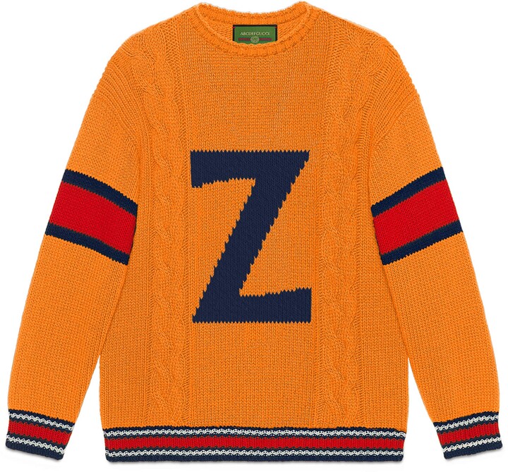 Mens Orange Cable Knit Sweater | Shop the world's largest 