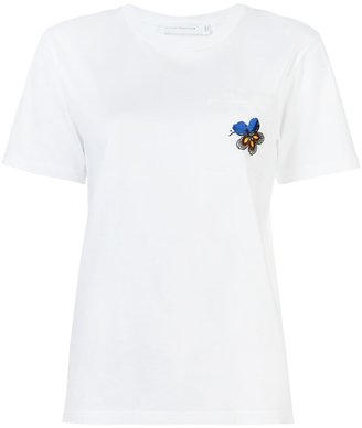 Victoria Beckham embroidered flower T-shirt - women - Cotton - 8