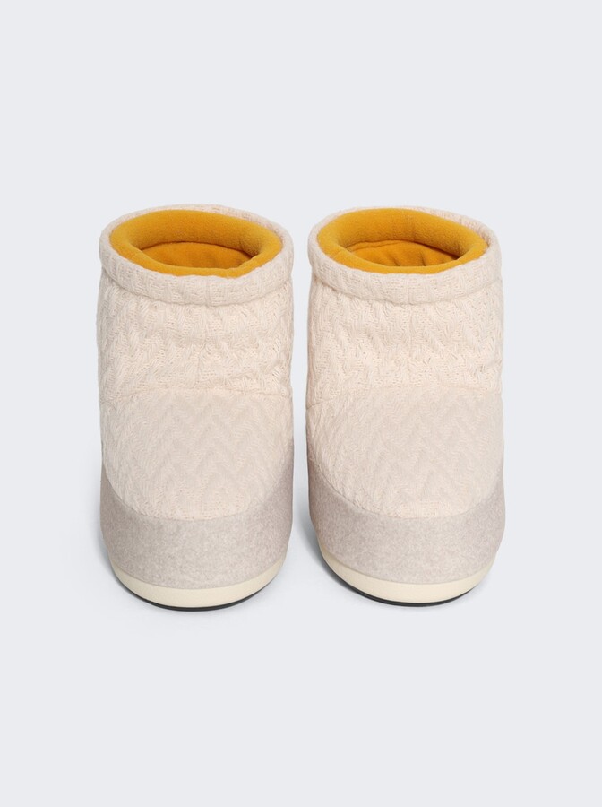 Moon Boot X Guest In Residence Icon Low No Lace Knit Boots White Sand