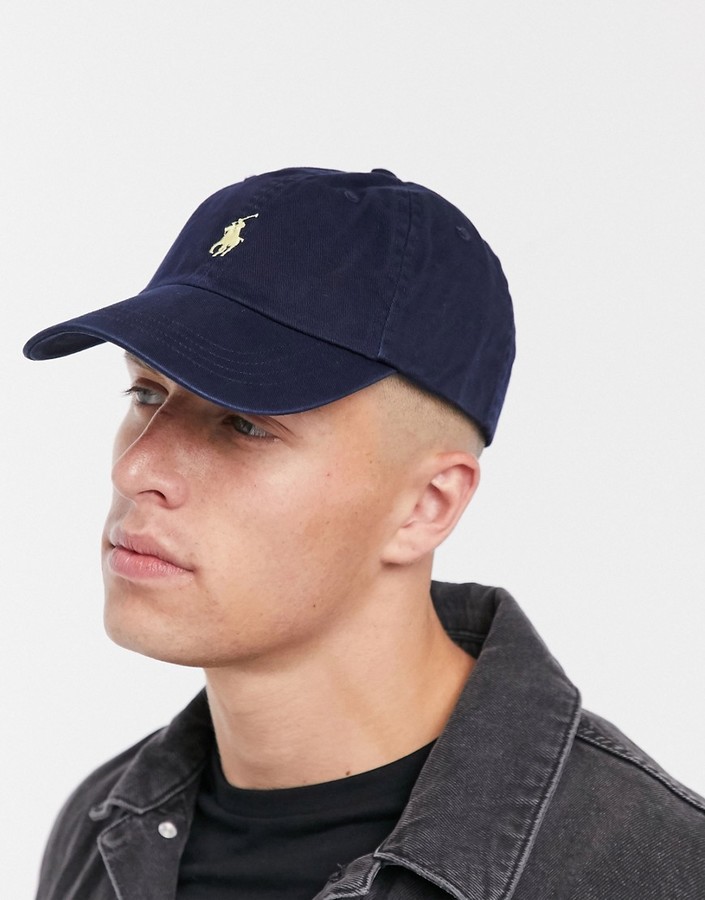 Polo Ralph Lauren baseball cap with white player logo in washed navy -  ShopStyle Hats
