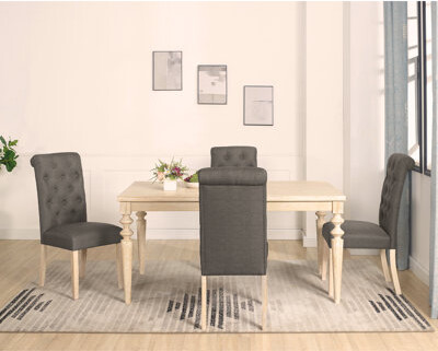 Alcott Hill 5-piece Dining Set Turned-Leg Dining Table with 4 Tufted Chairs