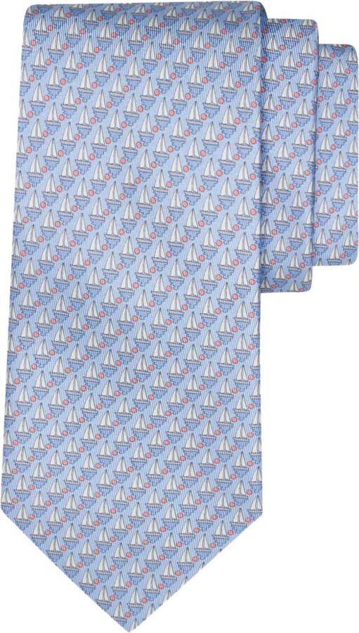 Ferragamo Sailboat-Print Silk Tie