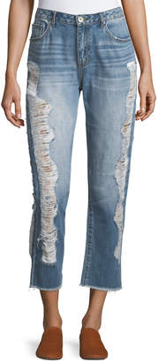 Band of Gypsies Distressed Straight-Leg Ankle Jeans