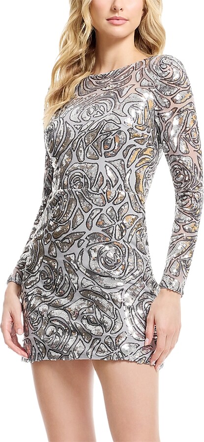 Dress the Population Stassi Sequin Long Sleeve Mini Dress