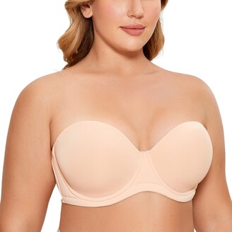 DELIMIRA Women's Strapless Bra Push Up for Bigger Bust Multiway Underwire  Smooth Bandeau Bra White 32F - ShopStyle