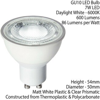 Loops 7W LED GU10 Light Bulb Daylight White 6000K 600 Lumen Outdoor &  Bathro - ShopStyle