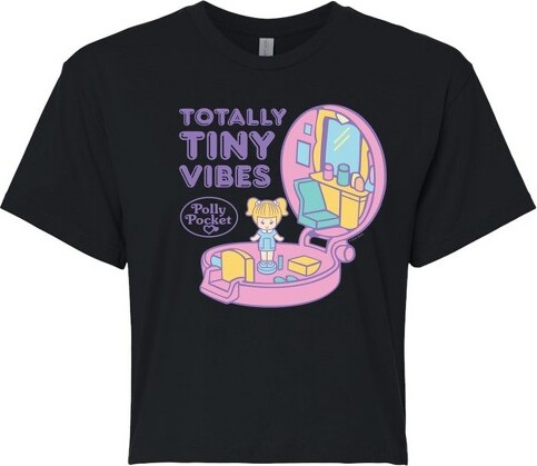 Polly Pocket Women'sPollyPocketTotallyTinyVibesCroppedGraphicT-Shirt-Black-2X-Large