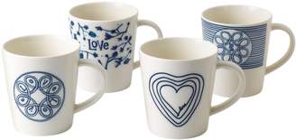 ED Ellen Degeneres Crafted by Royal Doulton Four-Piece Blue Love Accent Mixed Mugs Set