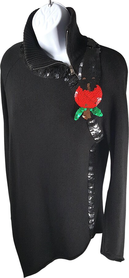 JC de CASTELBAJAC Couture Tuxedostripesequins Biascutcashmere Asymmetric Knit, 1980s