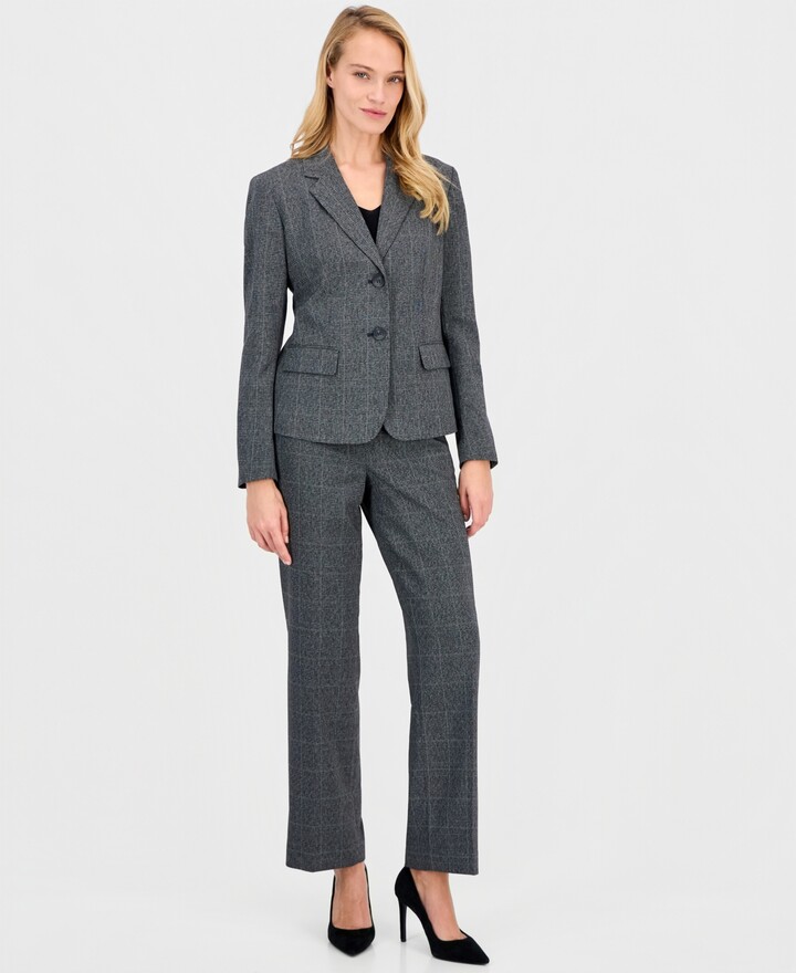 Le Suit Women's Notch-Lapel Mid-Rise Straight-Leg Pantsuit