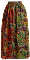 Thumbnail for your product : Duro Olowu Floral-print Silk-gazar Skirt - Green Multi
