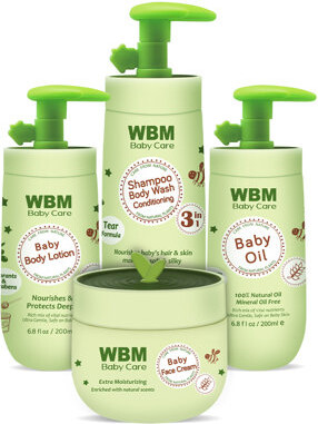 WBM Care WBM Baby Care Newborn Set Includes 3 in 1 Shampoo & Body Wash, Body Lotion, Body Oil, Face Cream