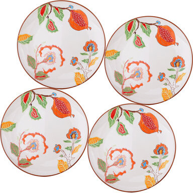 Grace's Tea Ware Dutch Wax 8" Salad Plate Set Guava Floral Set