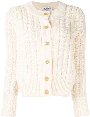 Chanel Pre Owned CC cable knit cardigan