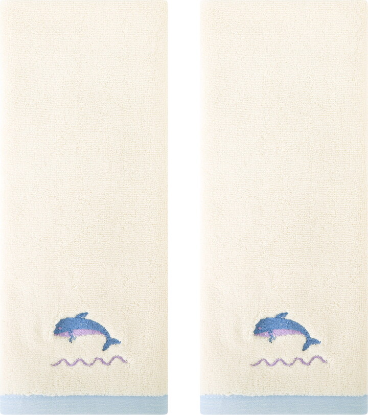 Unique Bargains Cute Cartoon Pattern Decorative Hand Towels White-Whale 2-Piece