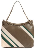 Thumbnail for your product : Tory Burch 'Fleming Stripe' Leather Tote - Grey