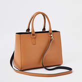 Thumbnail for your product : River Island Womens Beige faux leather boxy tote bag