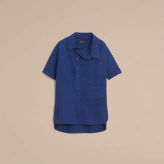 Burberry Unisex Short-sleeve Lyocell Linen Cotton Smock Shirt