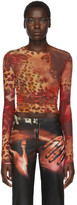 Thumbnail for your product : Mowalola SSENSE Exclusive Brown and Orange Skin Mesh Top