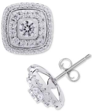 Macy's Wrapped in Love Diamond Square Halo Diamond Stud Earrings (1 ct. t.w.) in 14k White Gold, Created for