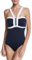 Thumbnail for your product : Seafolly Block Party Maillot, Navy, Available in Extended DD Cup