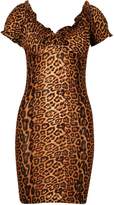 Thumbnail for your product : boohoo Square Neck Bust Detail Leopard Print Dress