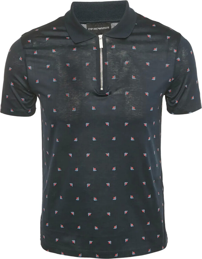 Emporio Armani Pre-Owned Zip Pattern Polo Shirt